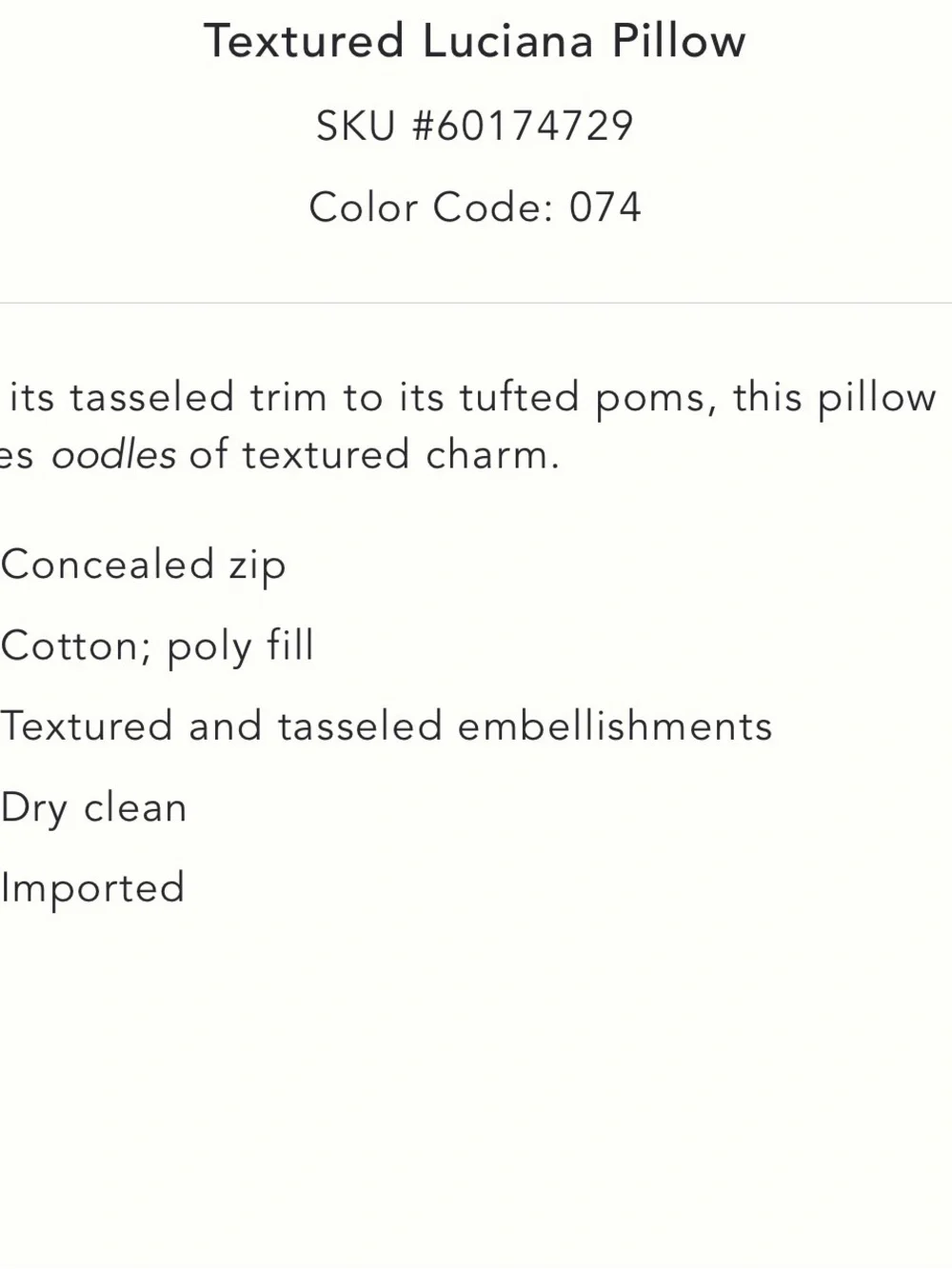 SOLD// Anthropologie Textured Luciana Pillow